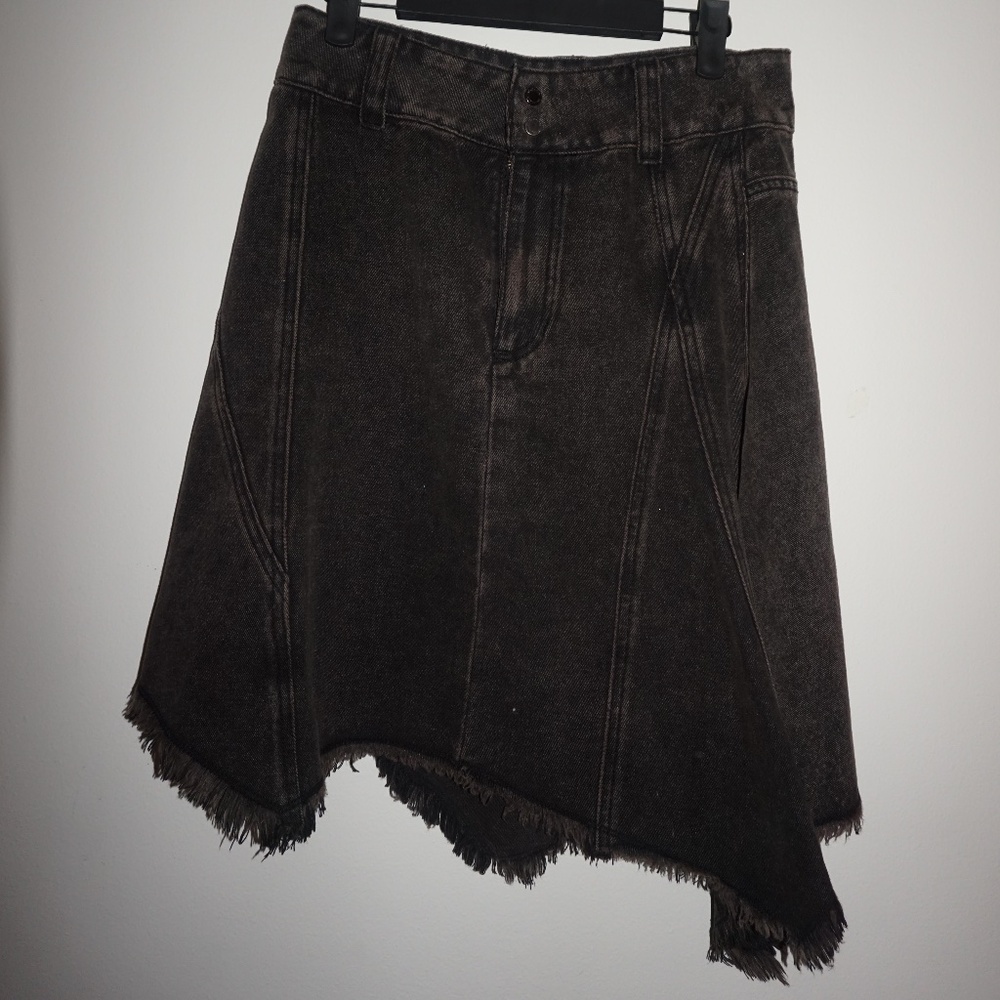 Matin Kim Black Asymmetrical Denim Skirt – Size S